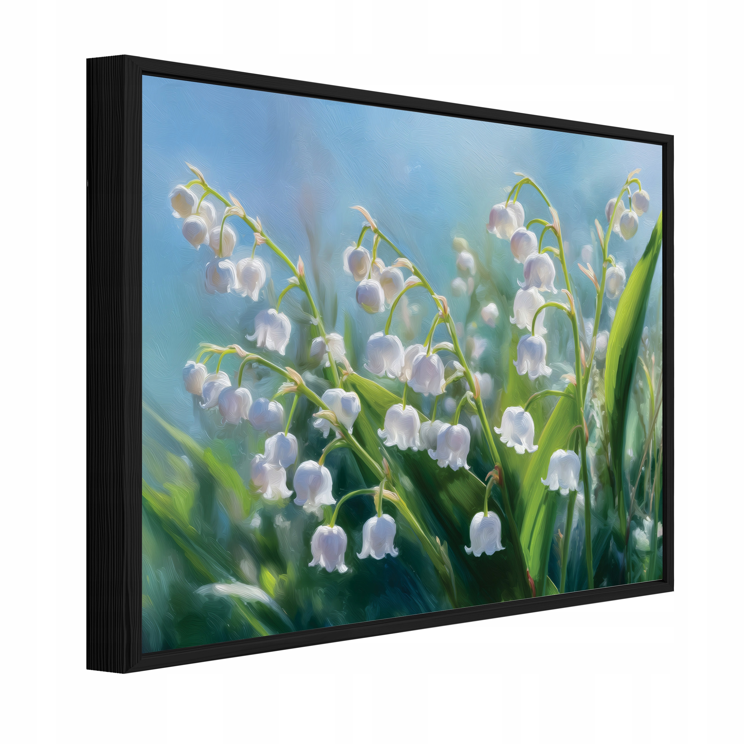 Nástěnný Obraz V Rámu Dekorace Sněženky Květiny Bílá Zelená 120x80