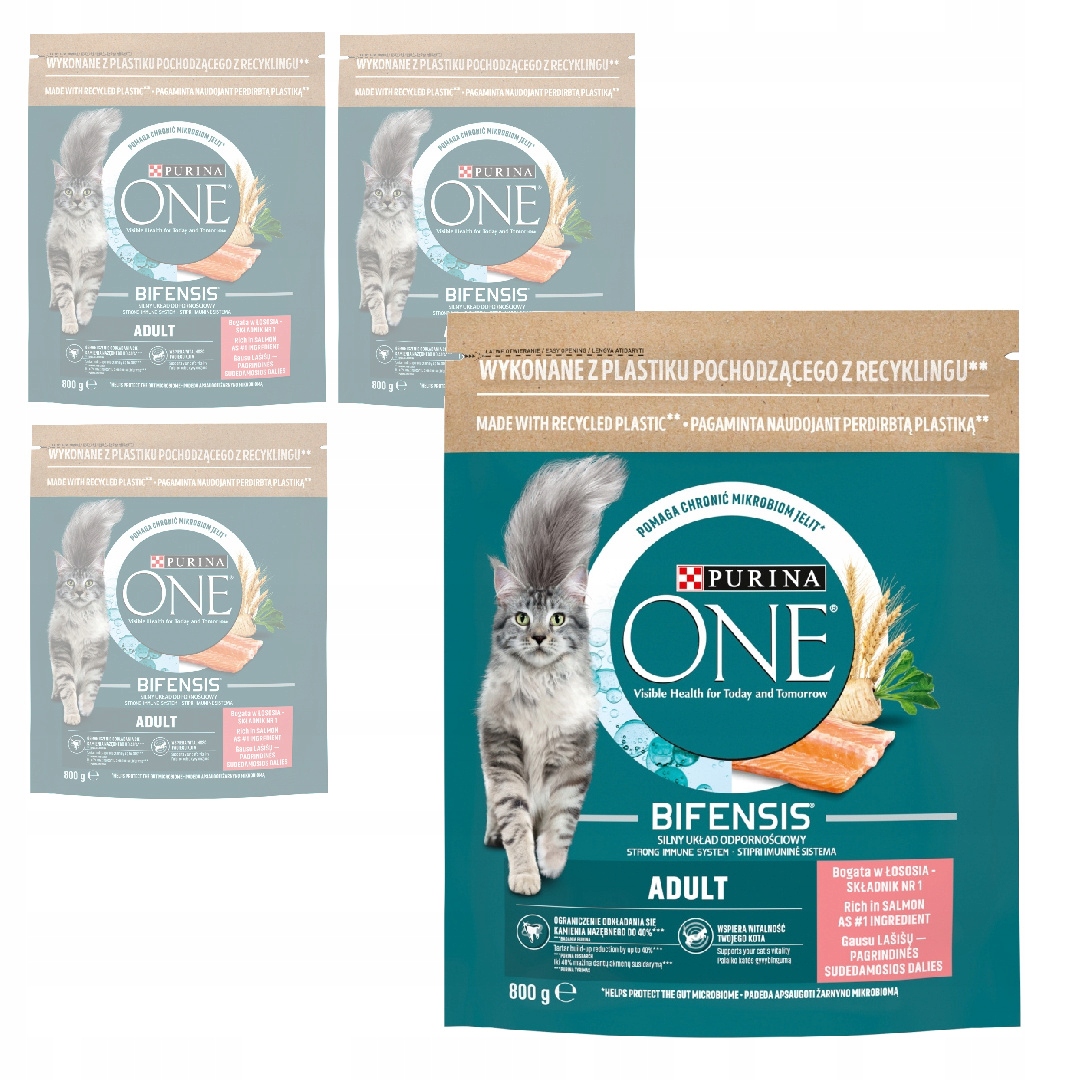Levně Purina One Bifensis Adult 4x800g Suché Krmivo Pro Kočky s lososem