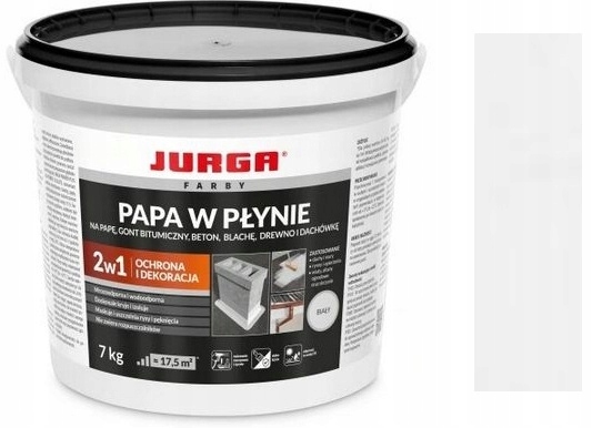 Jurga Papa W Płynie Biała Ochronna Wodoodporna Na Dach Z Blachy Papy 7KG