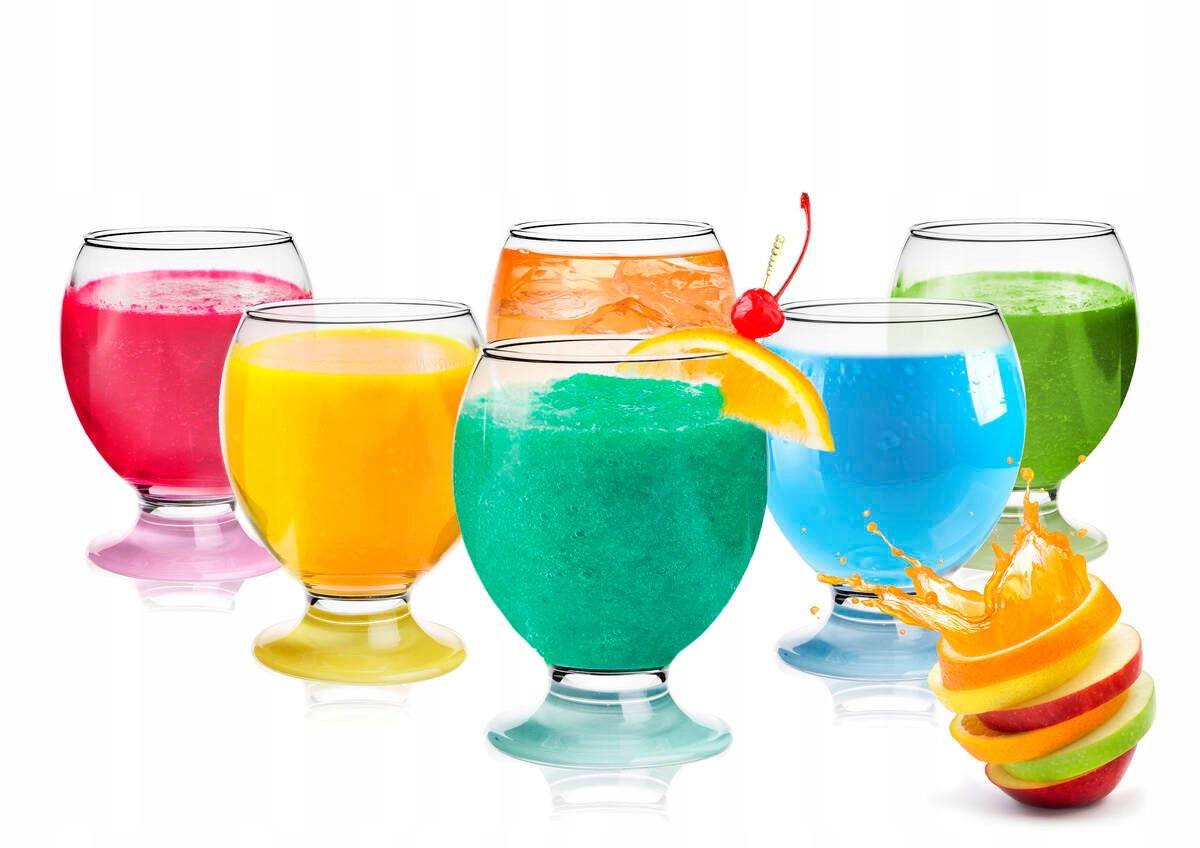 

Kpl 6 x Szklanka, Pucharek Kolorowe Dno 280 ml