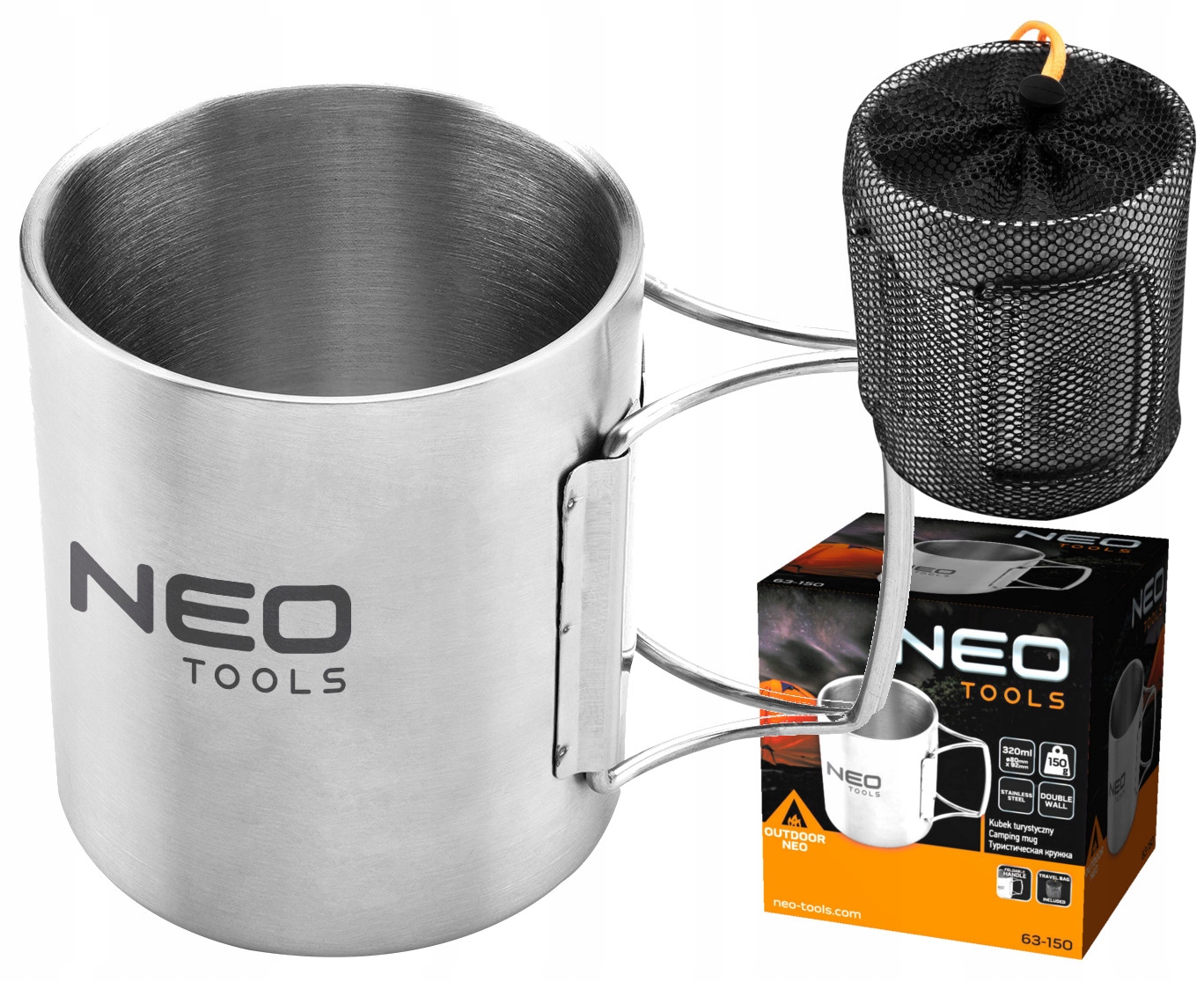 

Neo Kubek Stalowy Turystyczny Uchwyt 320ML Garnek