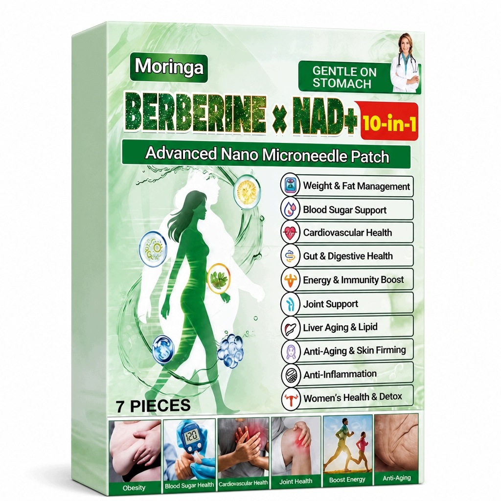 3x Mikrojehlové náplasti berberin Nad+ 10v1 Moringa 7 ks suplement kůže