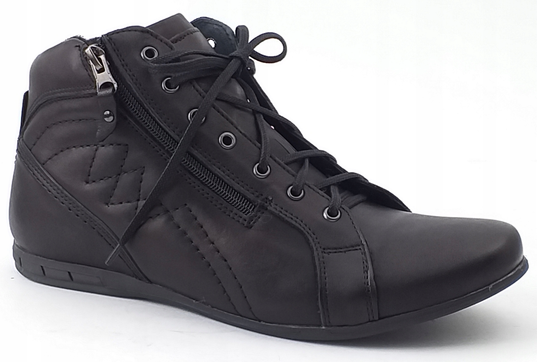 

Riko 866 Polskie Buty Skórzane Kozaki Czarny 44