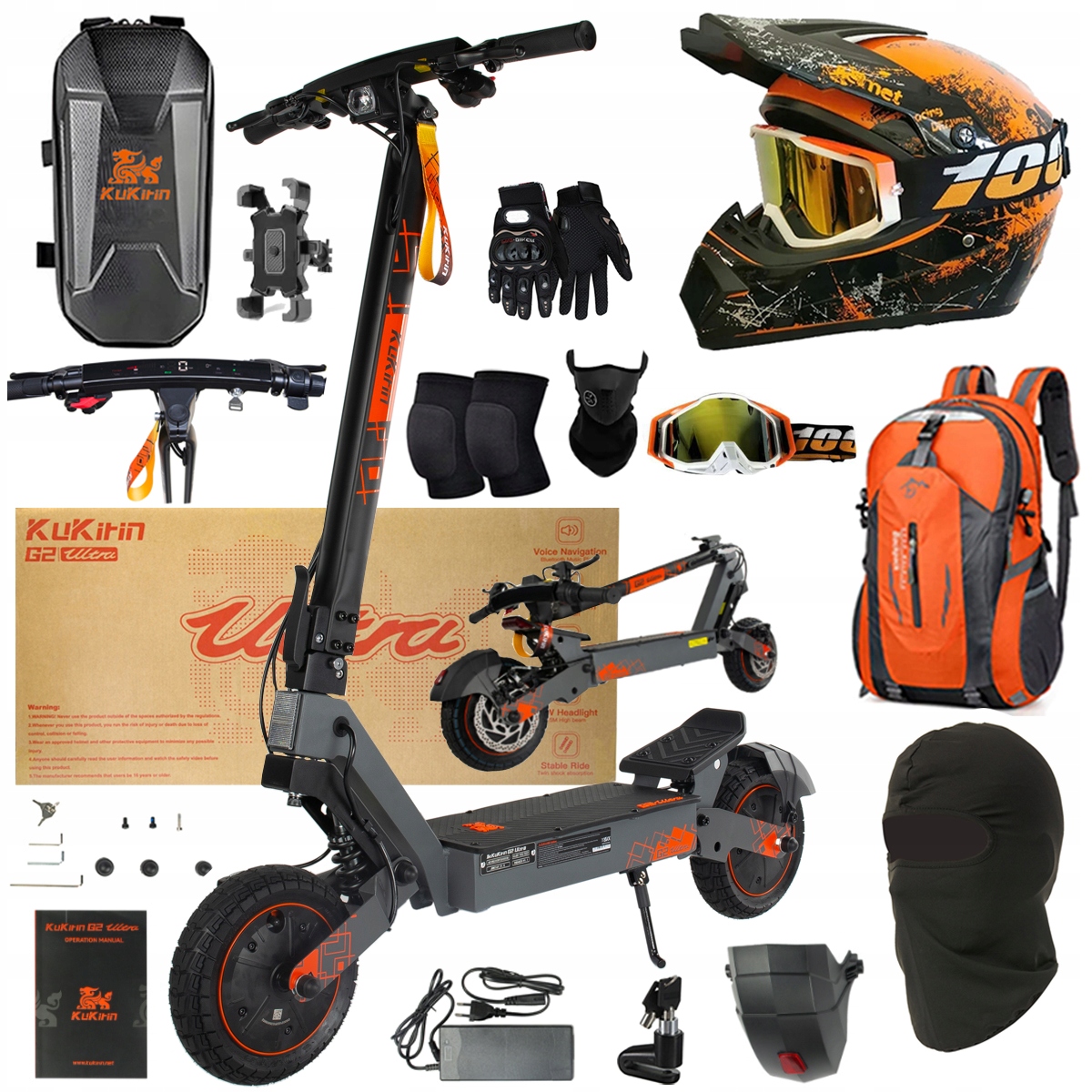 Kukirin G2 Ultra elektrické vozidlo 2000W 55km/h 55KM 48V18Ah 10" dárky