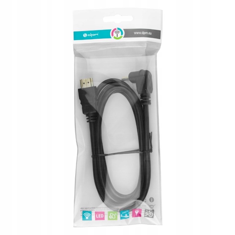 Przewód HDMI kątowy 90°, 1,5 m Marka DPM