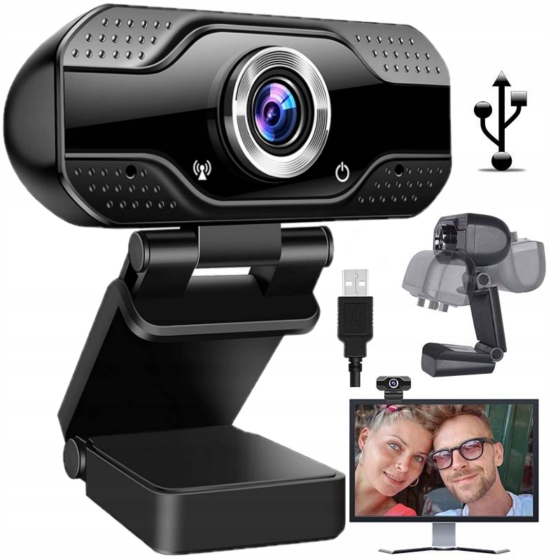 KAMERA INTERNETOWA FULL HD KAMERKA 1080P Z MIKROFONEM do KOMPUTERA LAPTOPA
