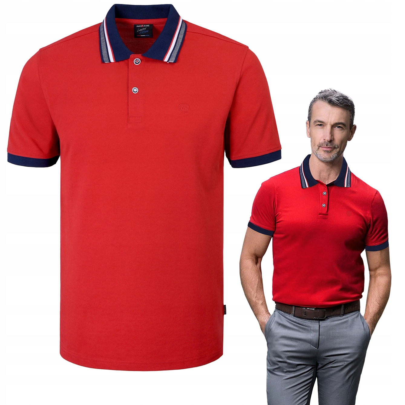 polokošile Pánské Červené Hrubá Bavlna Curium Elegantní L Pako Jeans