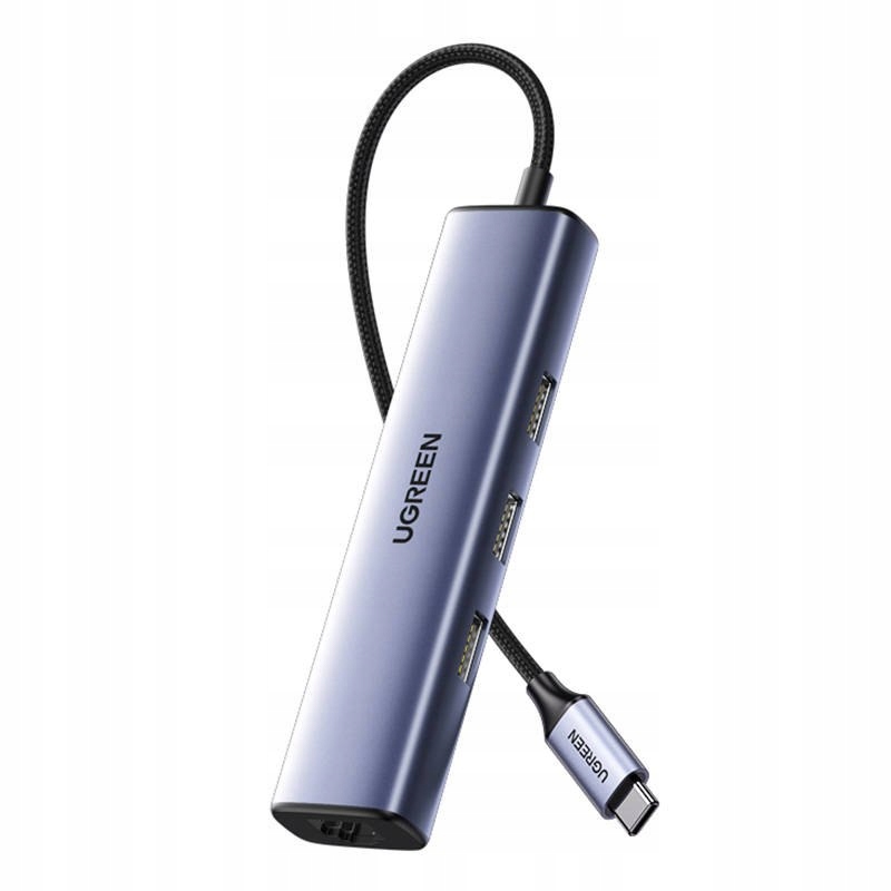 UGREEN CM475 USB-C do 3x USB 3.0, RJ45, USB-C PD  Szary
