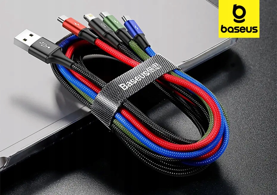 BASEUS SZYBKI MOCNY KABEL PRZEWÓD USB 4W1 2XUSB-C LIGHTNING MICRO QC 1.2M Marka Baseus