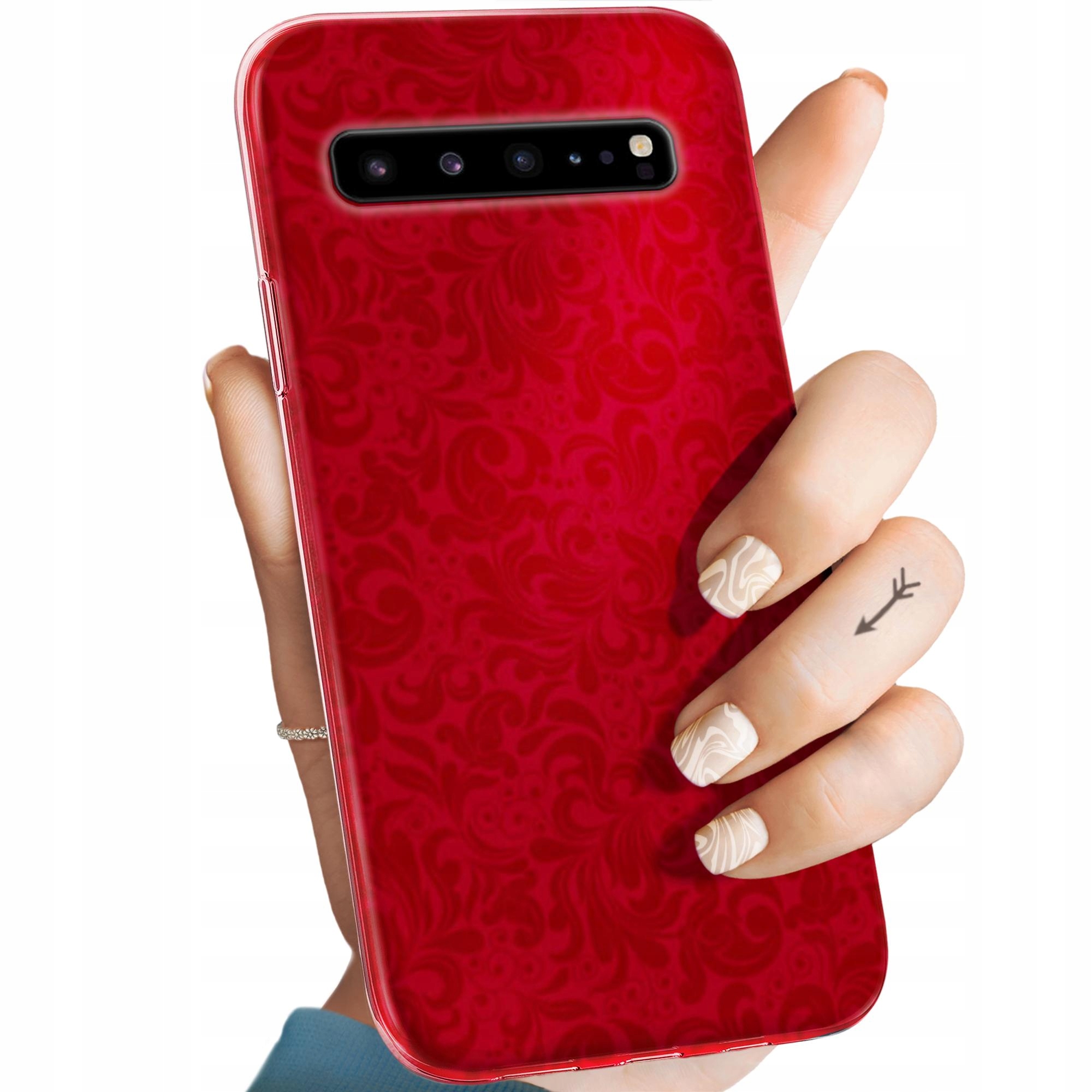 Etui Do Samsung Galaxy S10 5G Czerwone Serca Róże Obudowa Pokrowiec
