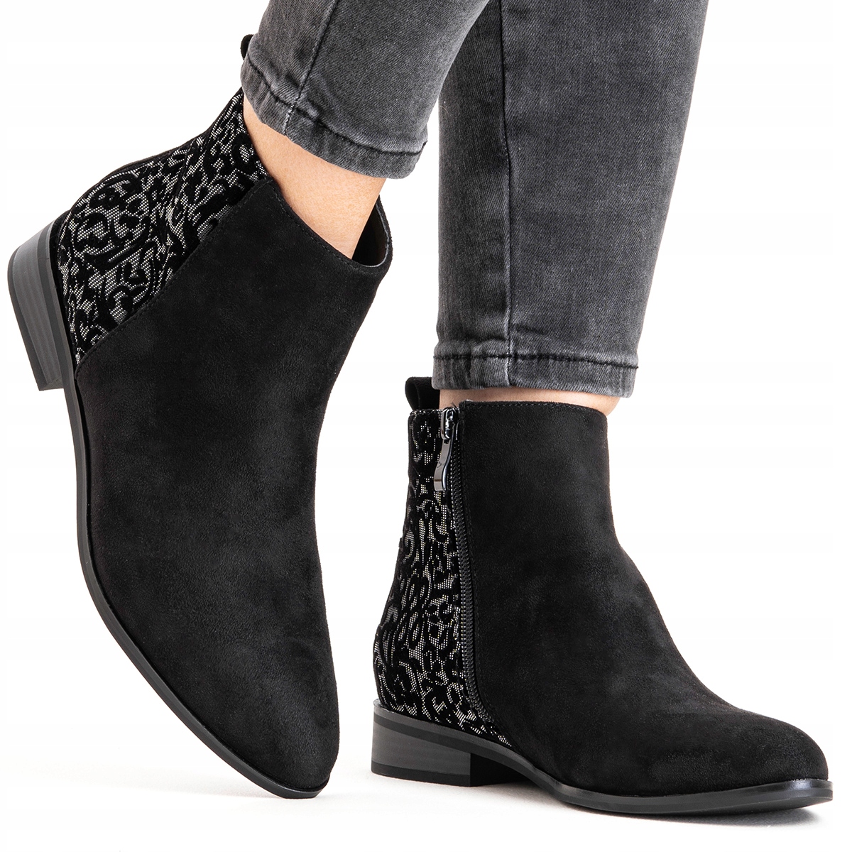 Dámské nad kotník Dámské kotníkové boty Suede, krásné, Elegantní, lehké, ženské, Wojtyłko 39