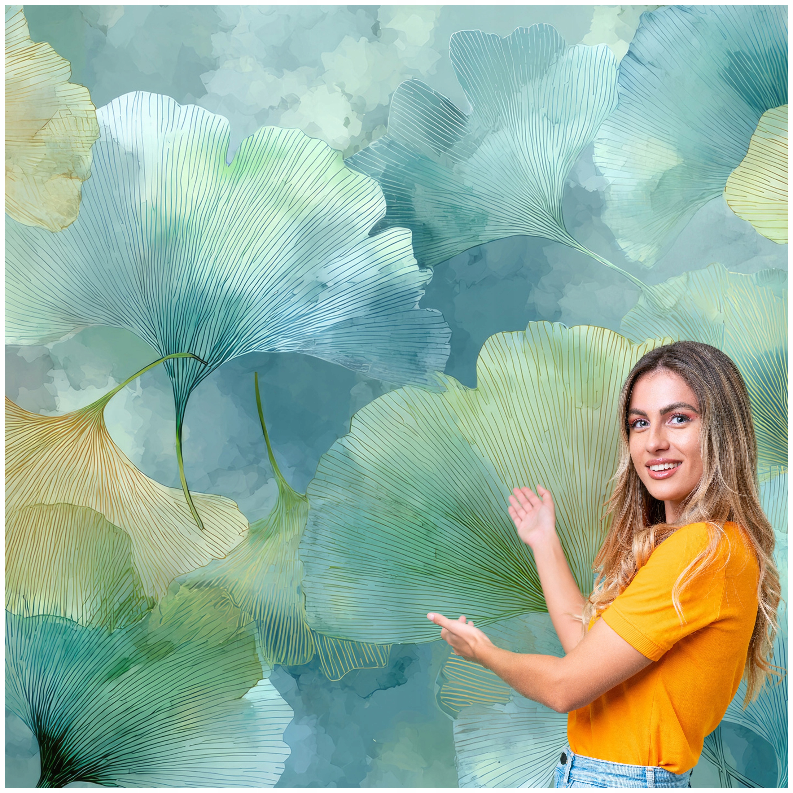 Fototapeta Obývací Pokoj Ložnice Ginkgo Listy Příroda Boho 196x260 MLN13W