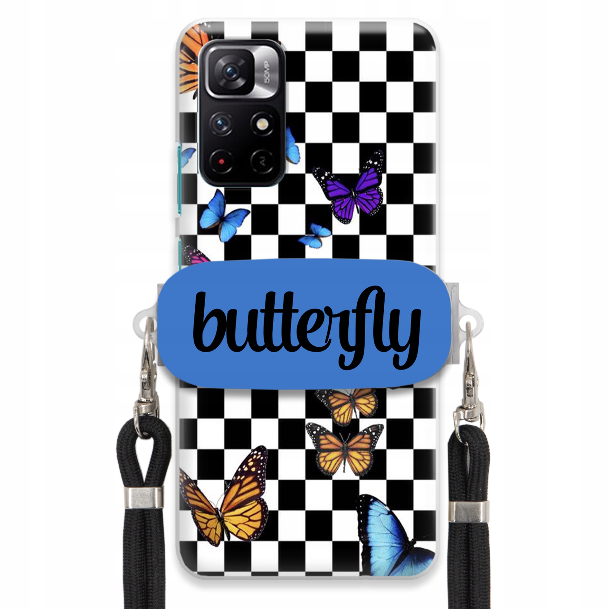 Pouzdro Pro Xiaomi Redmi Note 11S Case Obdélníkový Držák Černé Smyčky Butterfly