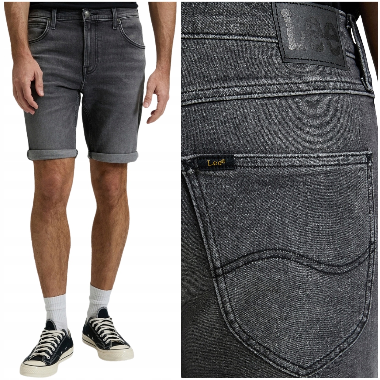 Lee 5 Pocket Short Faded Trail šedé krátké kraťasy džínové šortky W33