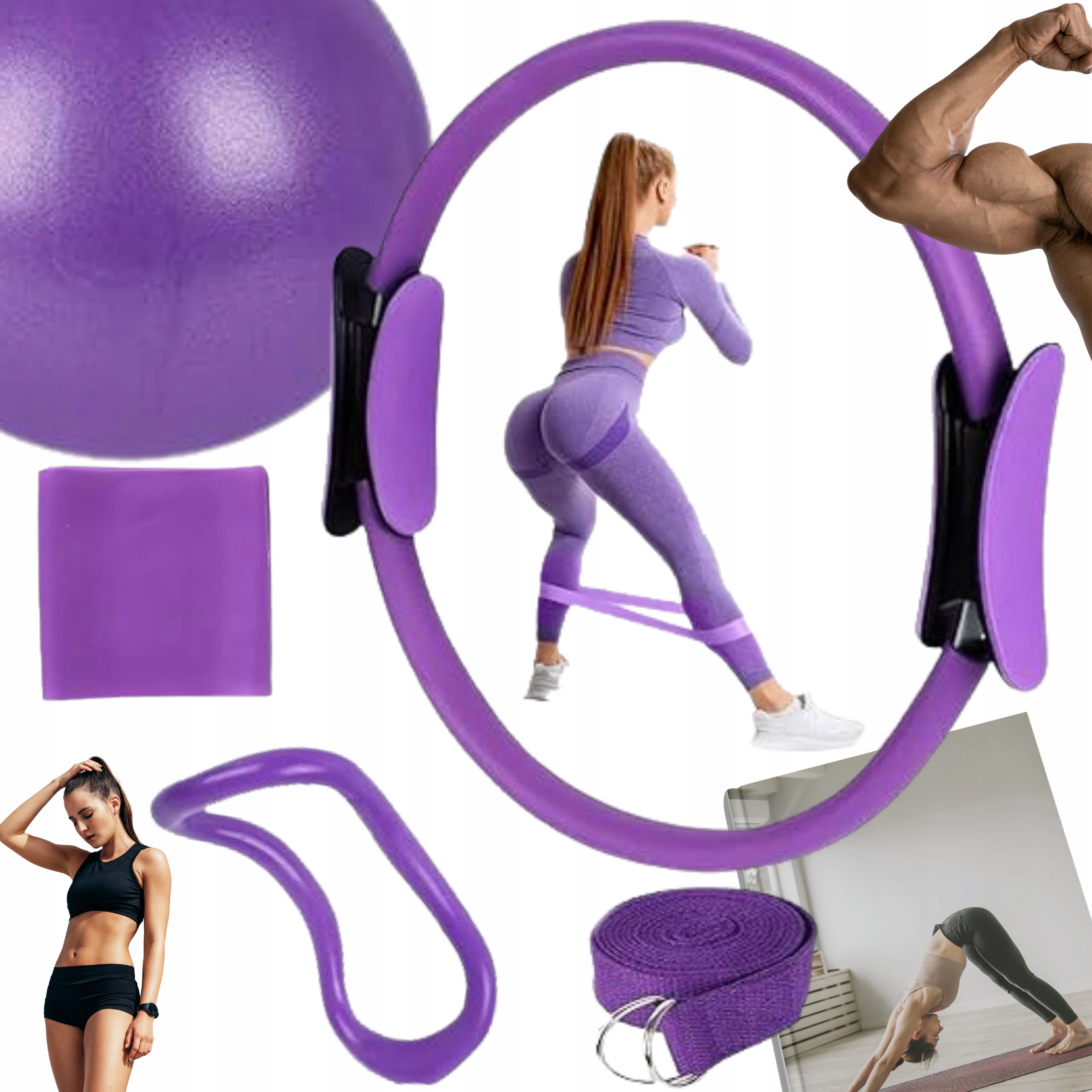 Zestaw Do Pilatesu Jogi 5W1 Pierścień Piłka Taśmy+ Pdf Ebook Trening