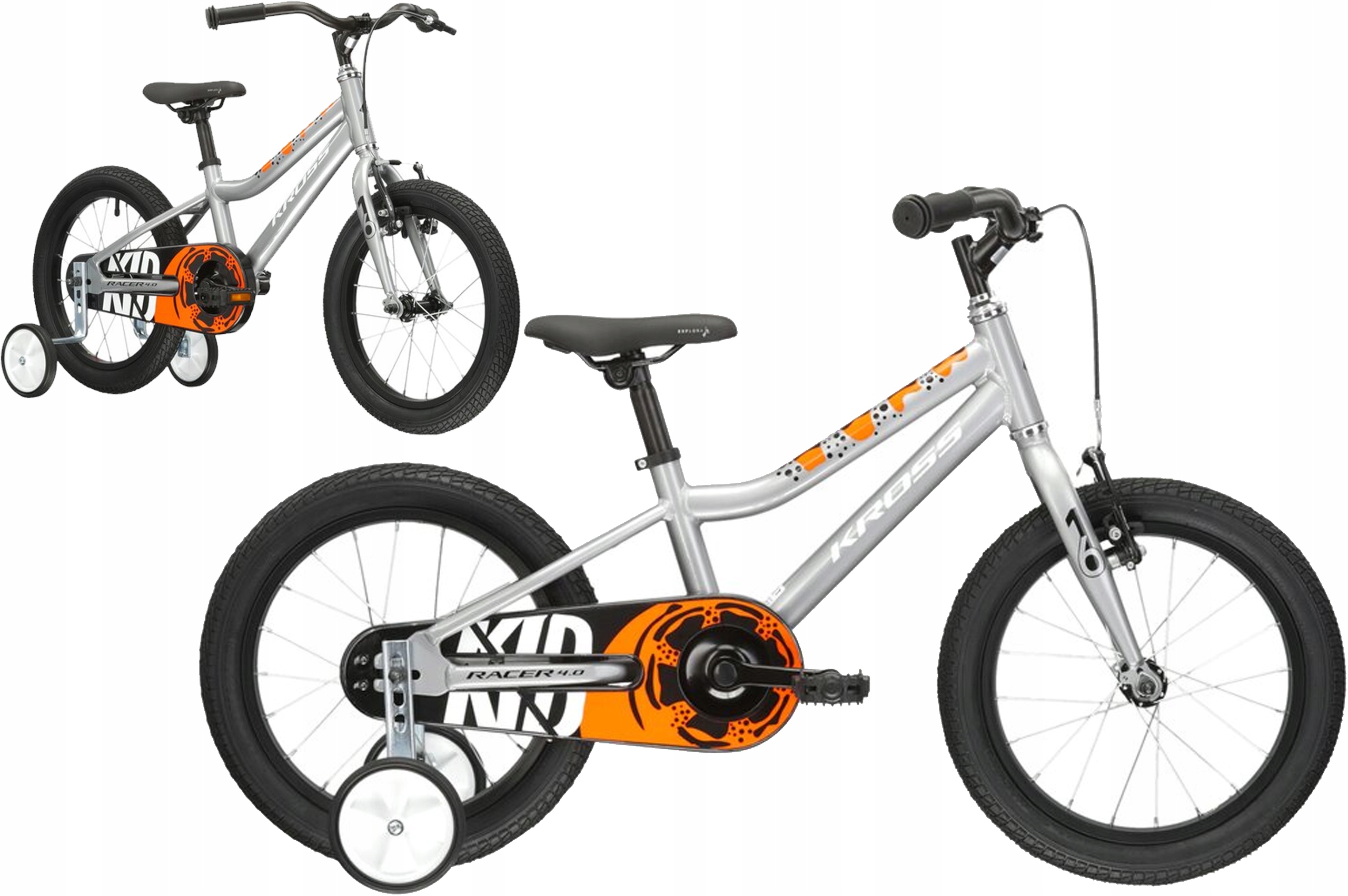 Rower dziecięcy 16" Kross Racer 4.0 srebrny biały R23