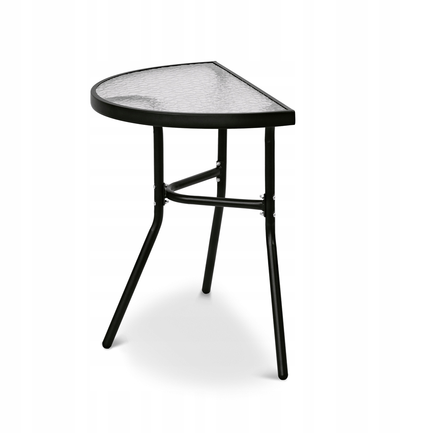 Stół stalowy przenośny balkonowy ogrodowy tarasowy szklany blat 64×40 cm