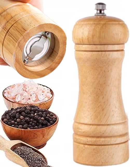 MŁYNEK DO MIELENIA PIEPRZU SOLI PRZYPRAW DREWNO RĘCZNY DREWNIANY PIEPRZ