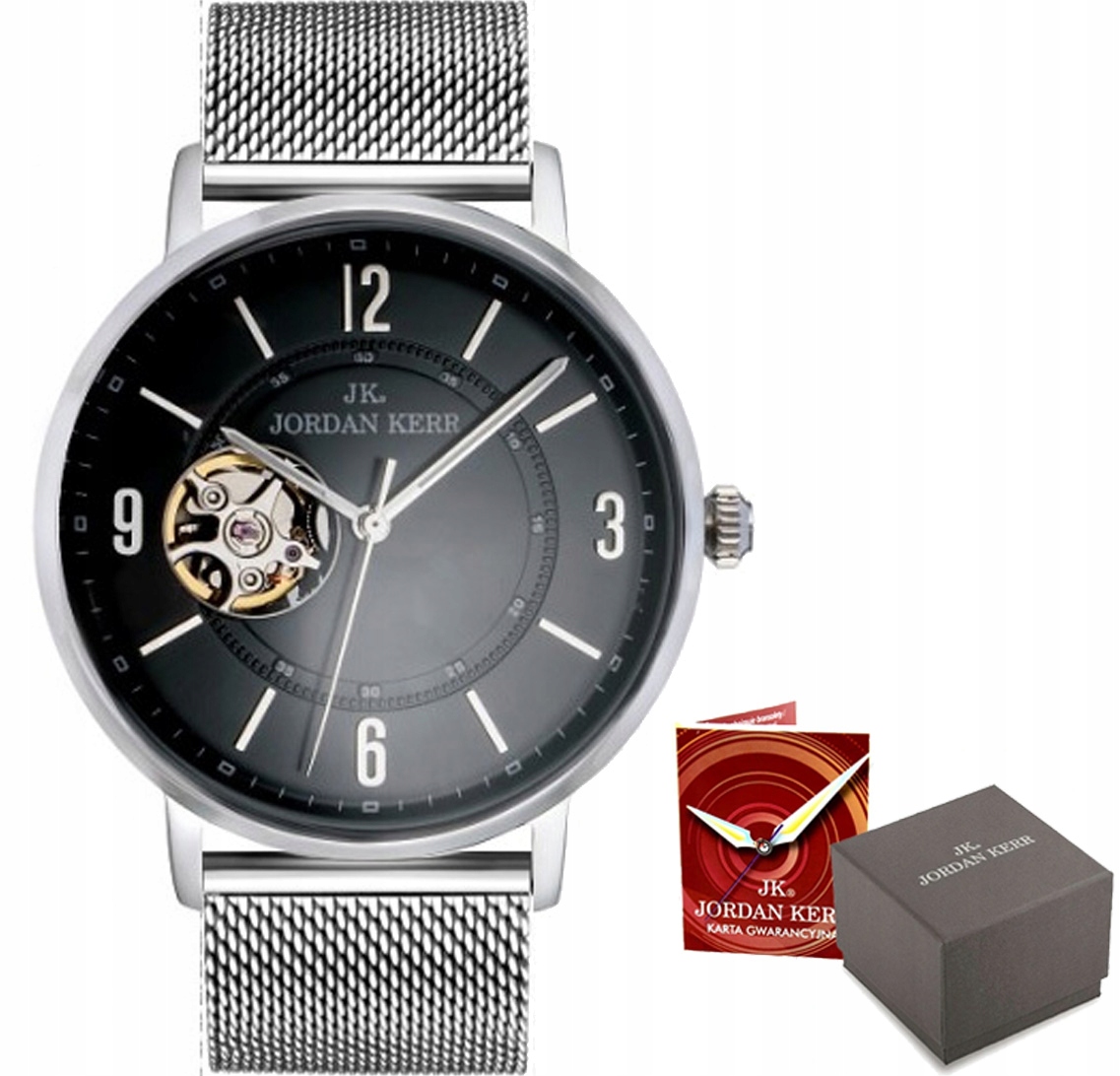 Pánské hodinky Jordan Kerr Automat stříbrný mesh S Krabičkou
