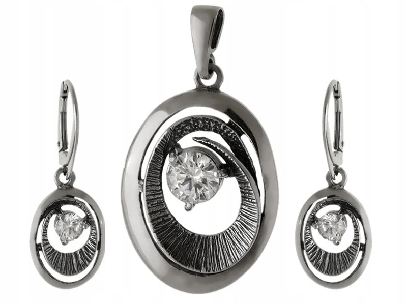 Elegantní stříbrná souprava šperků 925 ovály s bílými zirkony dárek