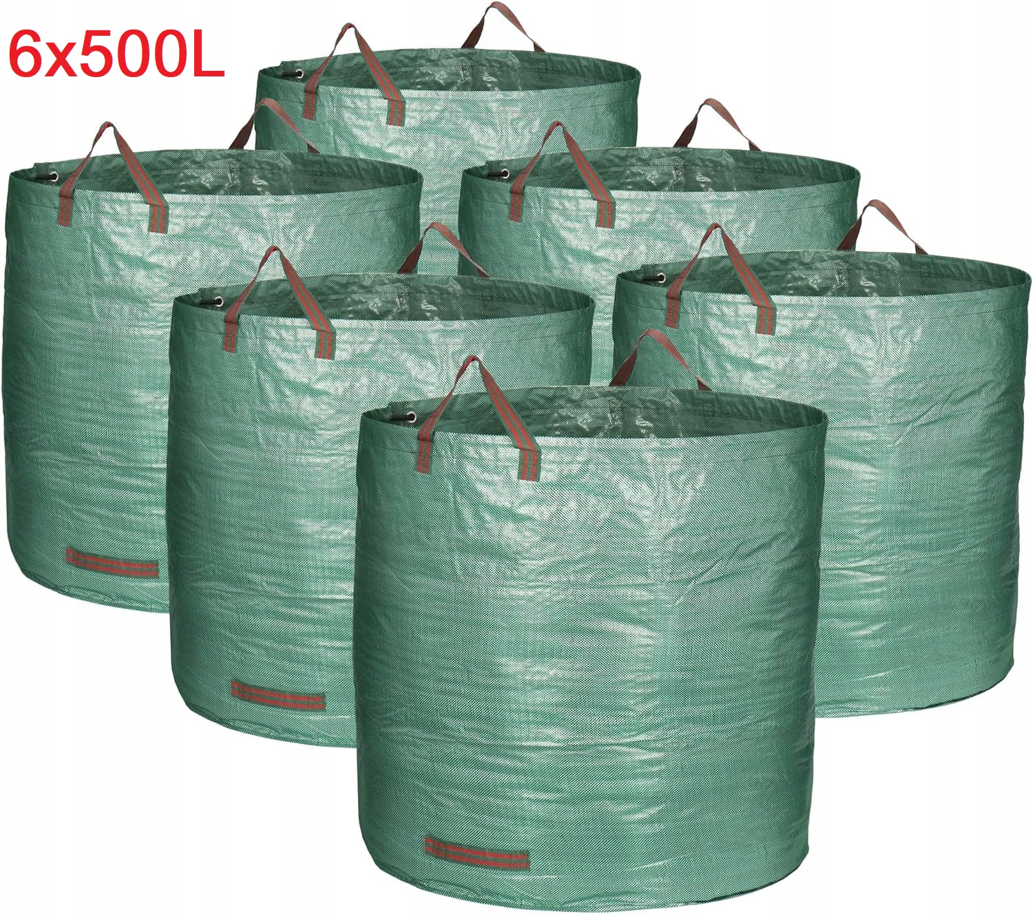 Levně 6 x Zahradní Sáček XXL 500L Zahradní Odpad Sáčky Na Zahradu Bioodpad Koš