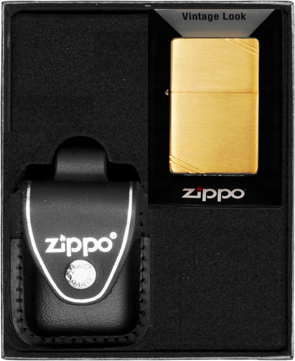 Zestaw ZIPPO VINTAGE BRASS BRUSHED prezentowy*nr3