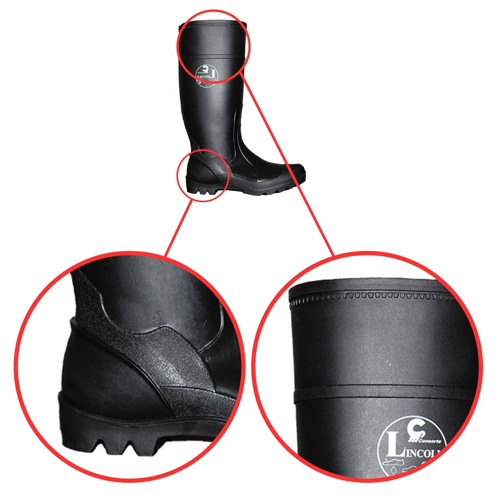 Kalosze WODOODPORNE wysokie wygodne czarne PVC r46 Płeć unisex