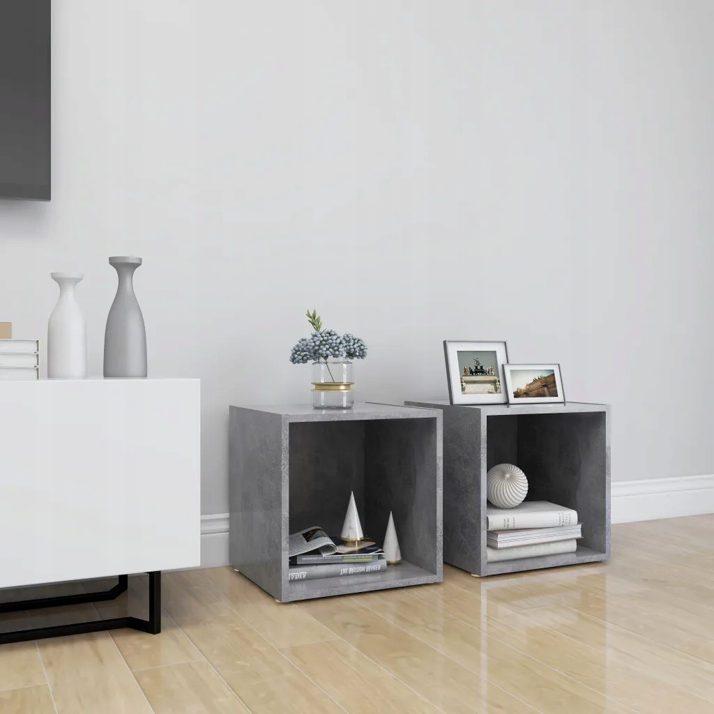vidaXL Szafki pod Tv, 2 szt., szarość betonu, 37x35x37 cm, płyta