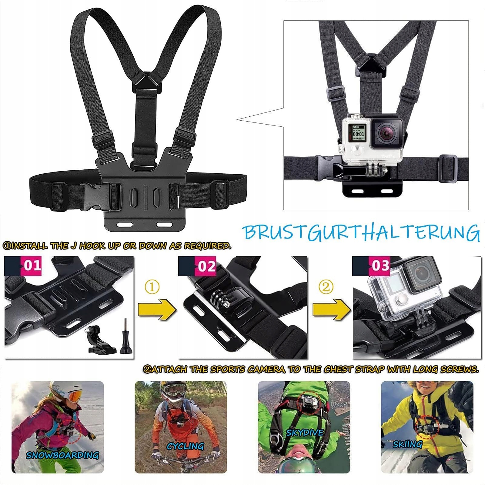 Uchwyt Na Klatkę Piersiową Do Kamer Sportowych GoPro DJI Chesty TEKCAM — miniatura 6