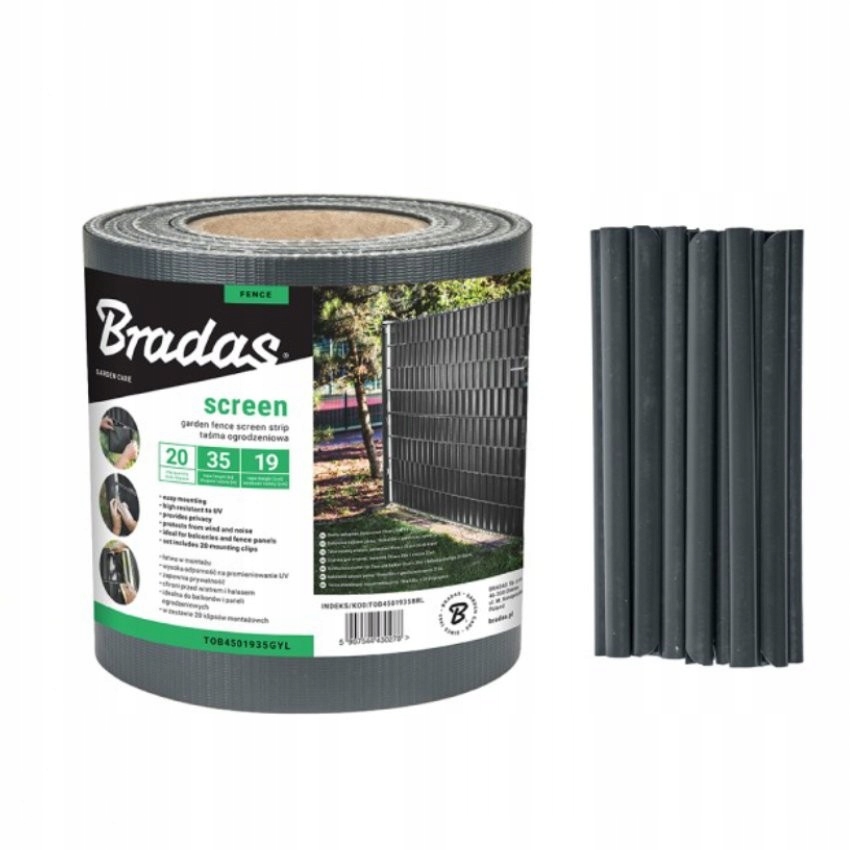 Stínící panelové pásy plotová páska antracit 19 Cm x 35 m klipsy Bradas 0285