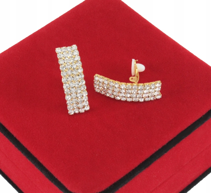 

Klipsy Złote Klasyczne Szklane Cyrkonie