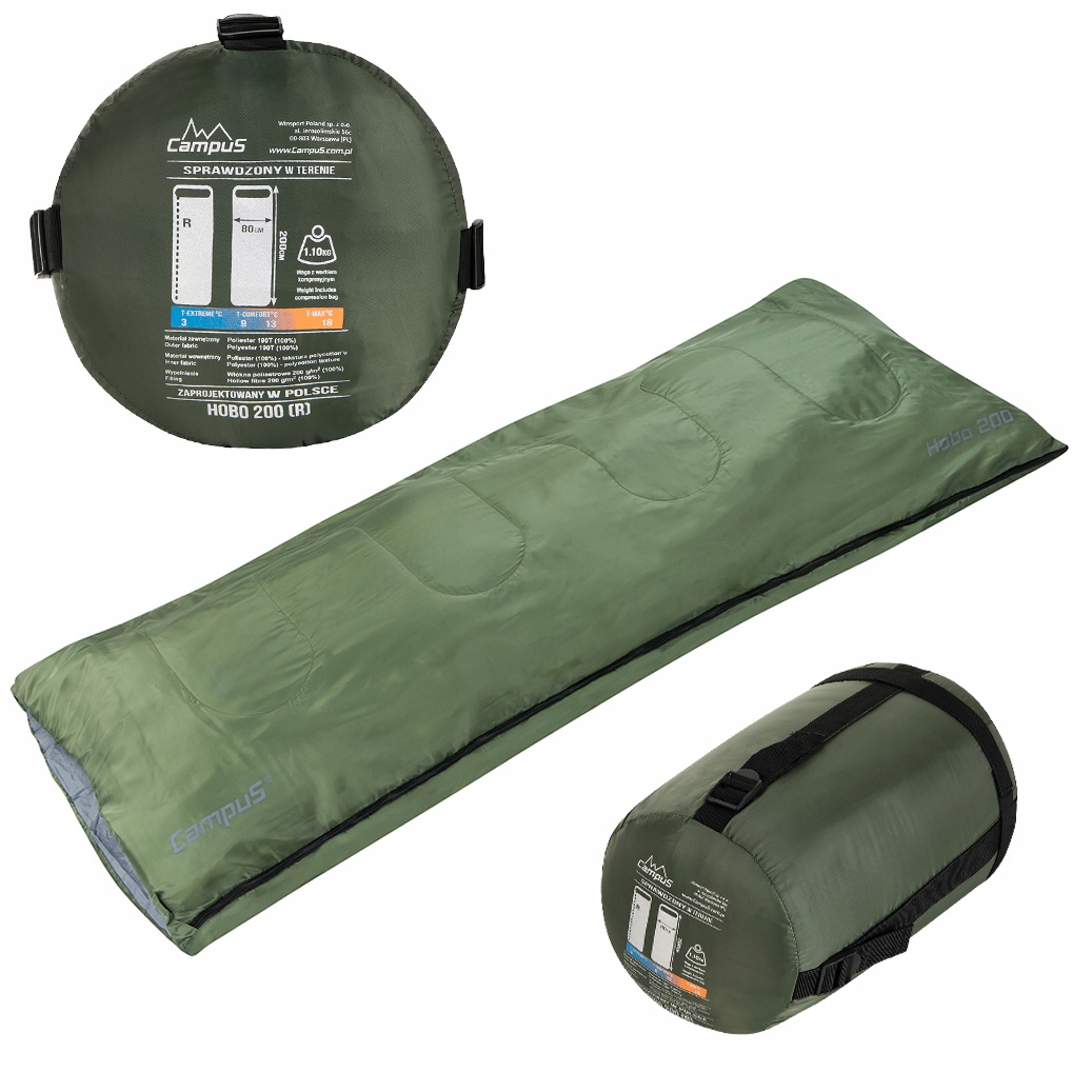 Śpiwór kołdra Campus Hobo 200 Łączony lewy 3-18st