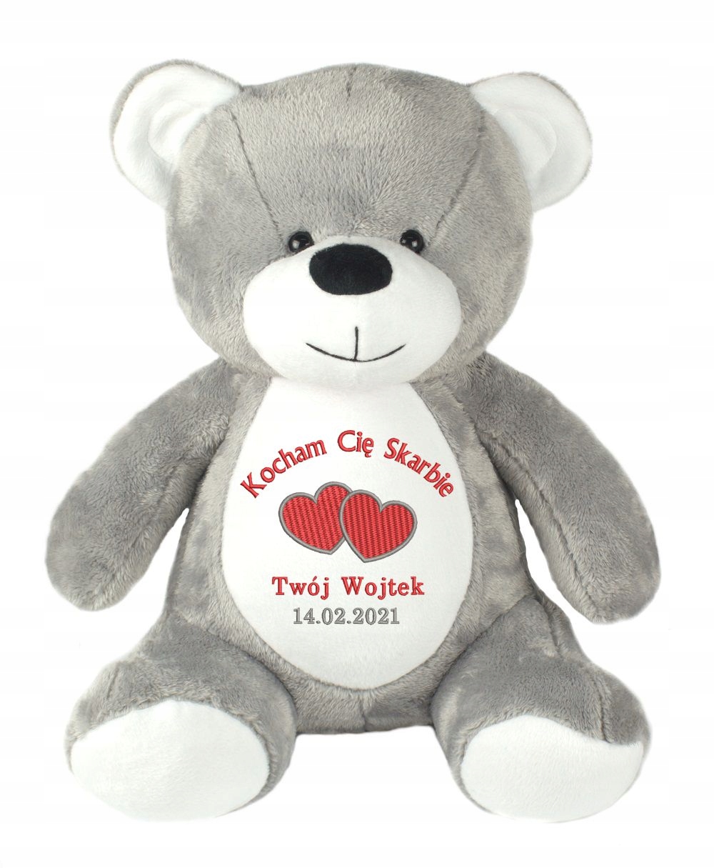 Miś z Twoim tekstem Prezent na Walentynki HAFT