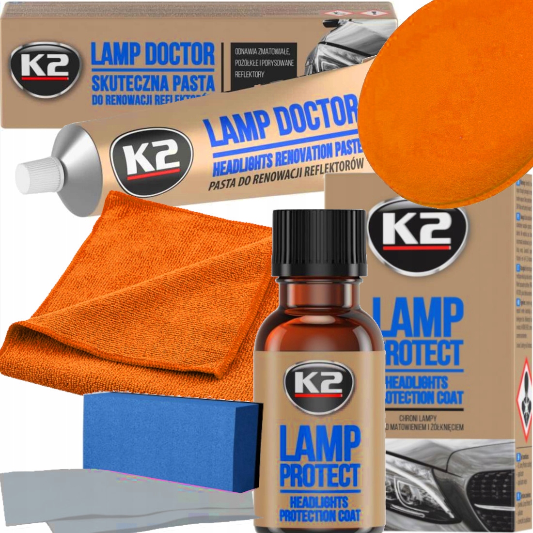 Zestaw Polerka Pasta Do Polerowania Regeneracji Renowacji Reflektorów Lamp