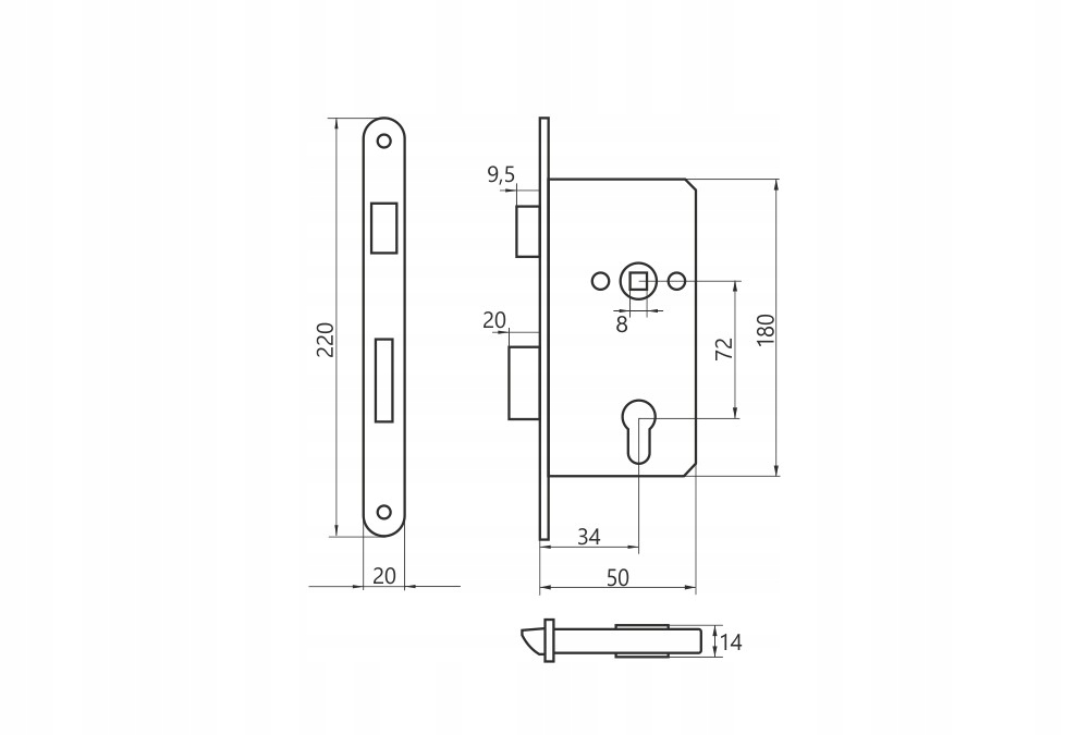 Zamek do drzwi 72/34 wpuszczany Jania Z220 lewy EAN 5908278400667