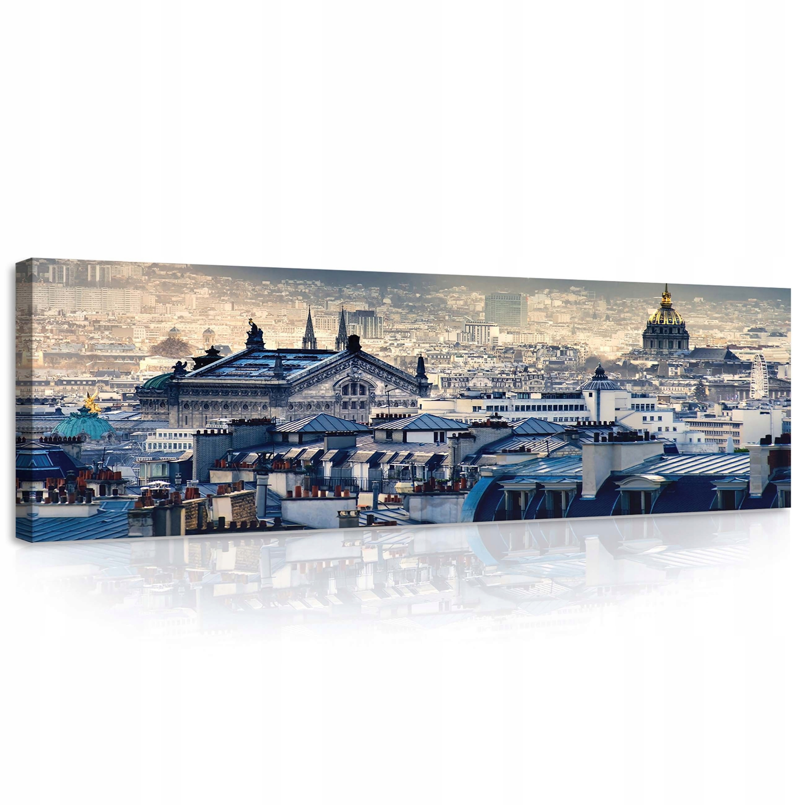 Obraz 145x45 Panorama města krajina město střechy mraky ptáci architektura