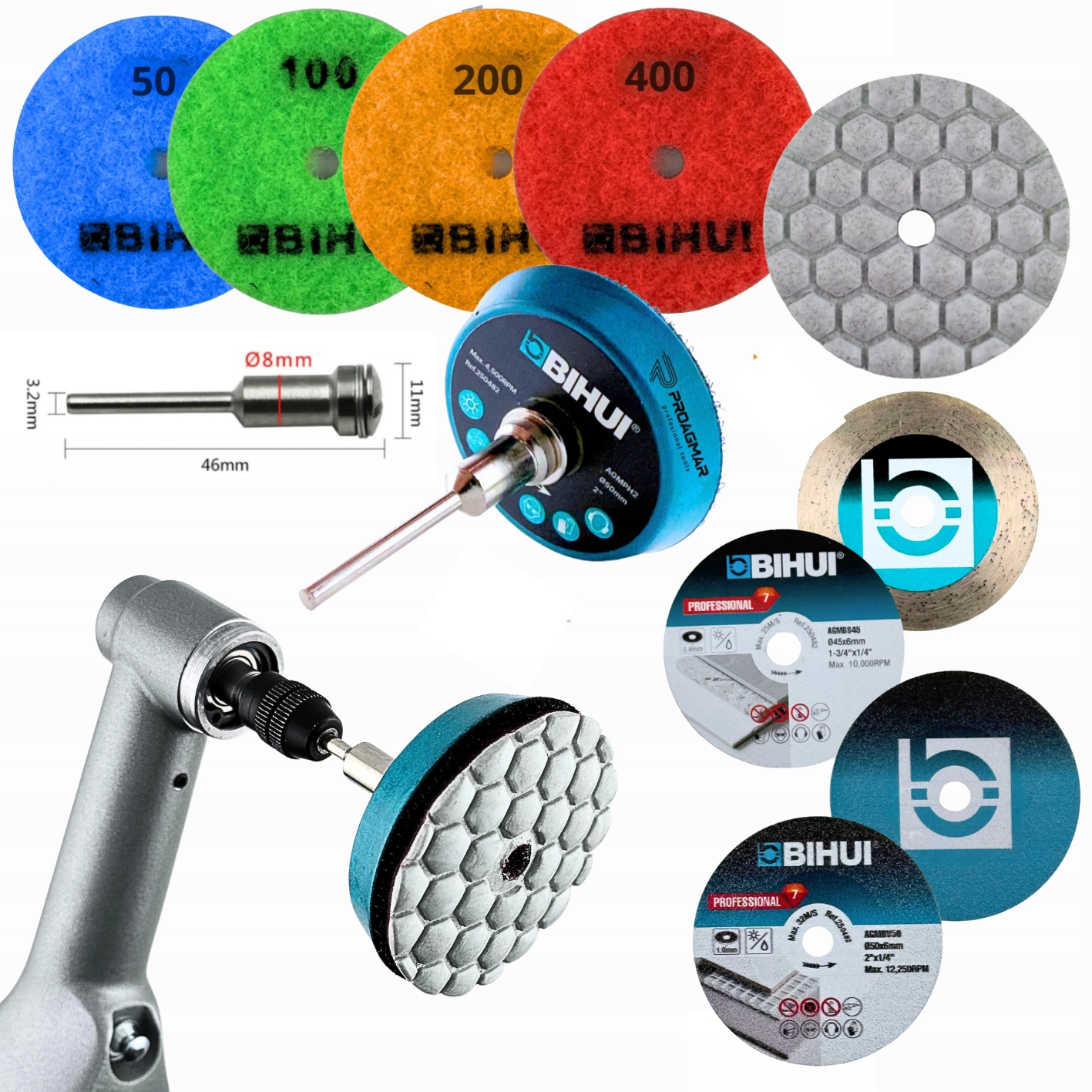 Pady Tarcze Adapter Trzpień Do Proxxon Wiertarka Bihui Szlifierka Vortex