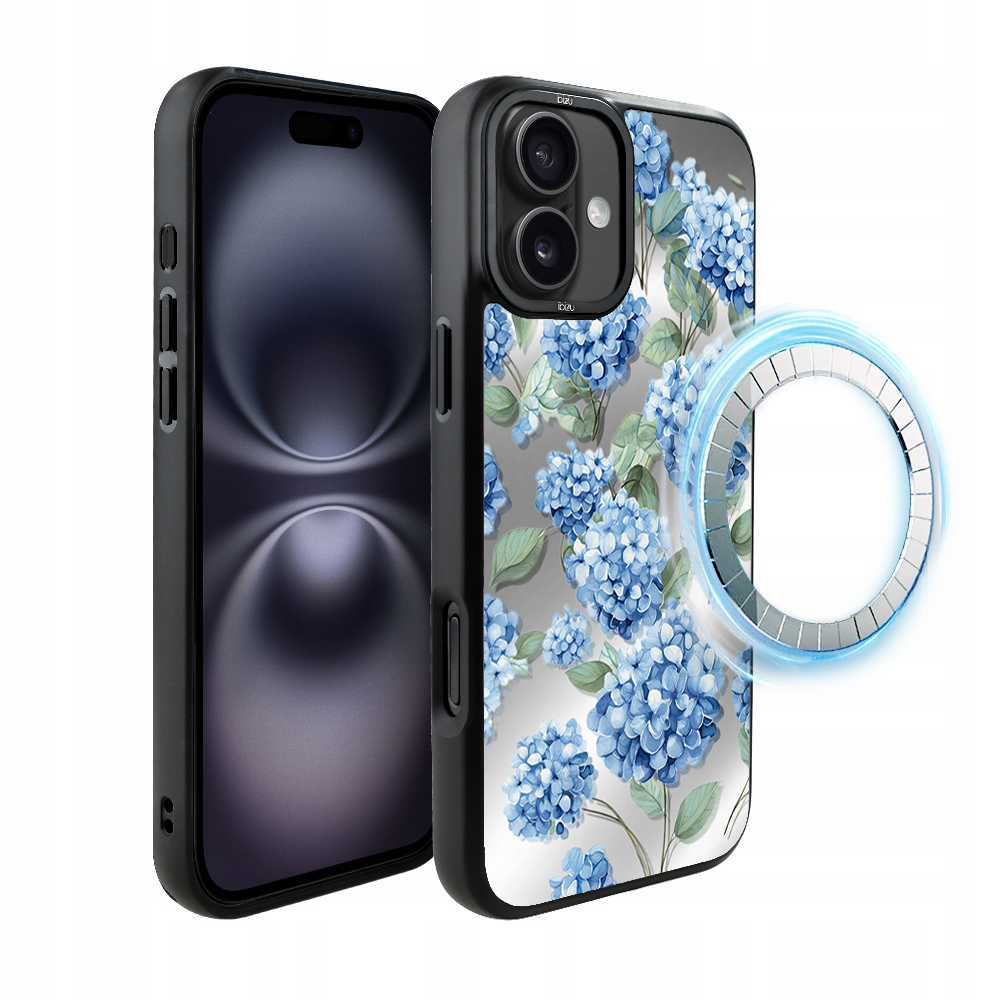 Pouzdro pro iPhone 16 Ibizu DropGuard Matt s MagSafe, safírová hortenzie
