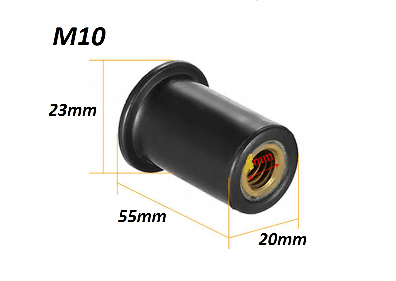 KOŁEK TULEJA GUMOWA ROZPOROWA Z GWINTEM M10