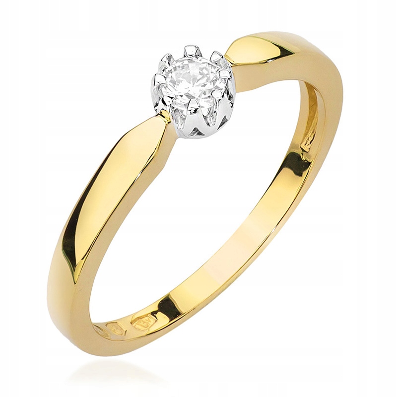 Krásný Zlatý Prstýnek p.585 s Briliantem 0,15 ct