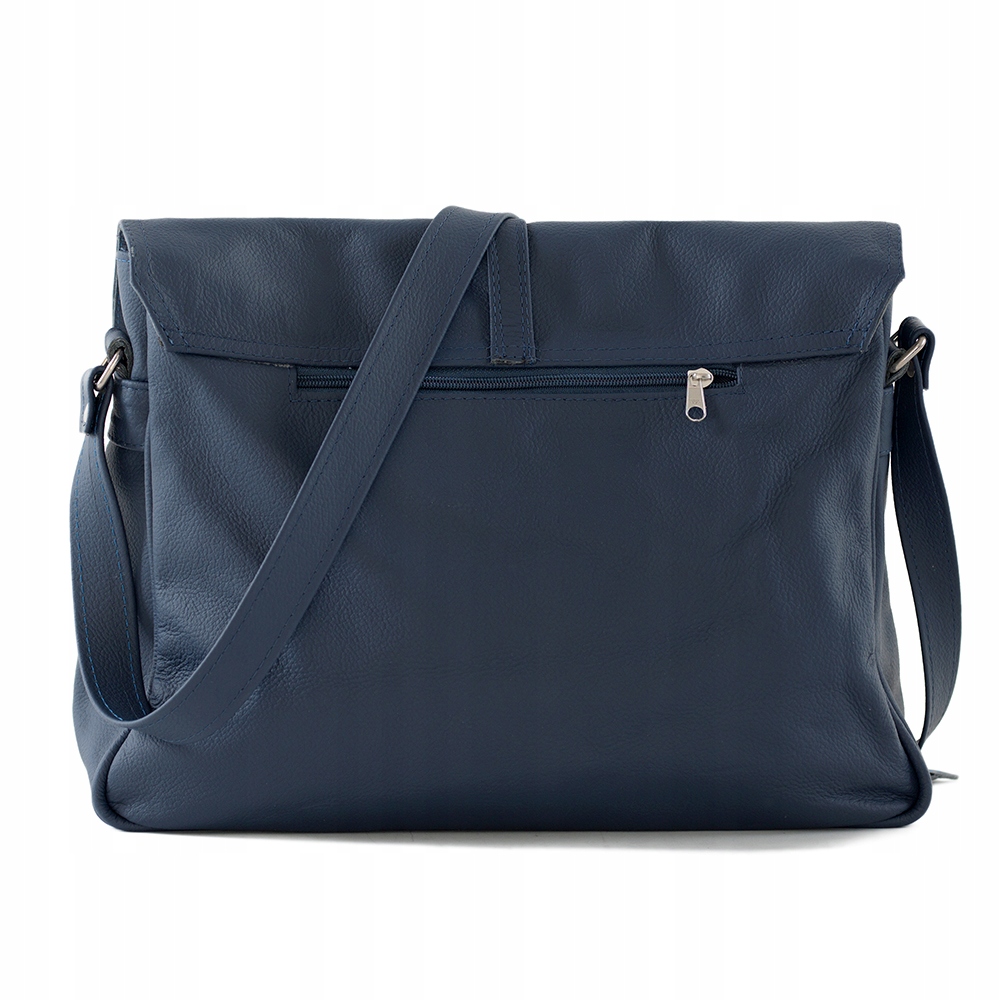 GRANATOWA TORBA SKÓRZANA TOREBKA LISTONOSZKA A4 SKÓRA NATURALNA VERA PELLE Kolor niebieski