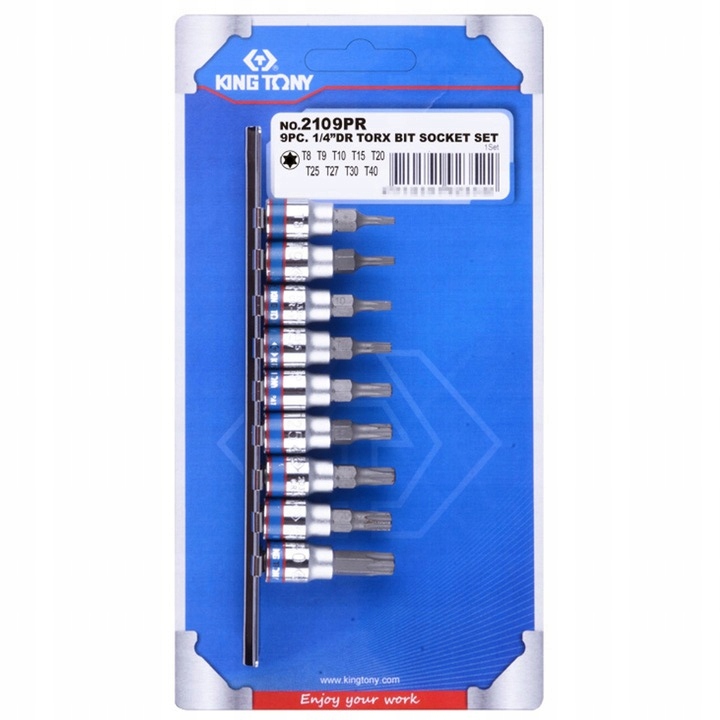 

Klucze Nasadki Imbusy Torx T8-T40 King Tony 2109PR