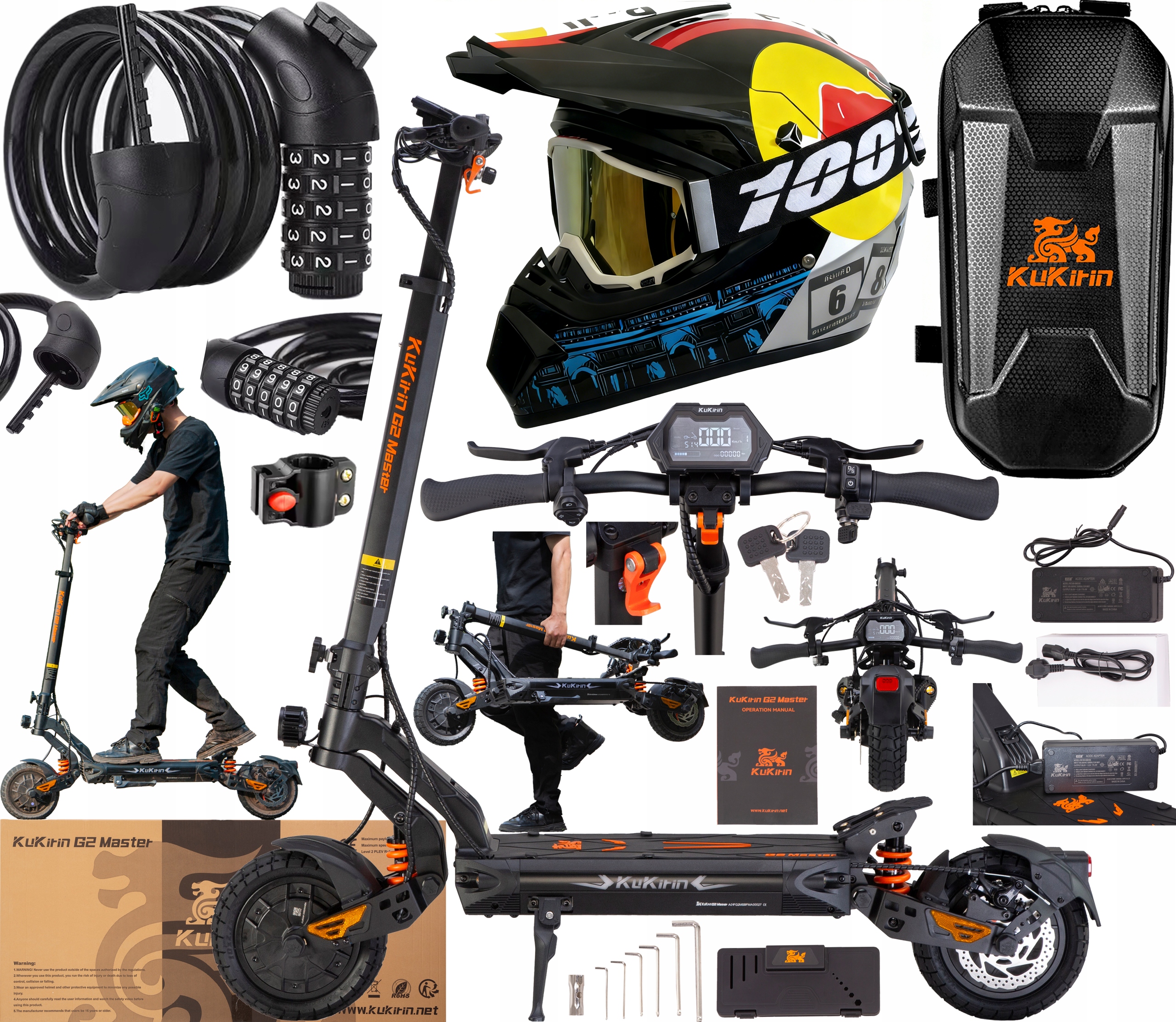 2026 KuKirin G2 Master 2000W 52V 20,8AH 60KM/H 70KM 10" Terenowy Prezenty