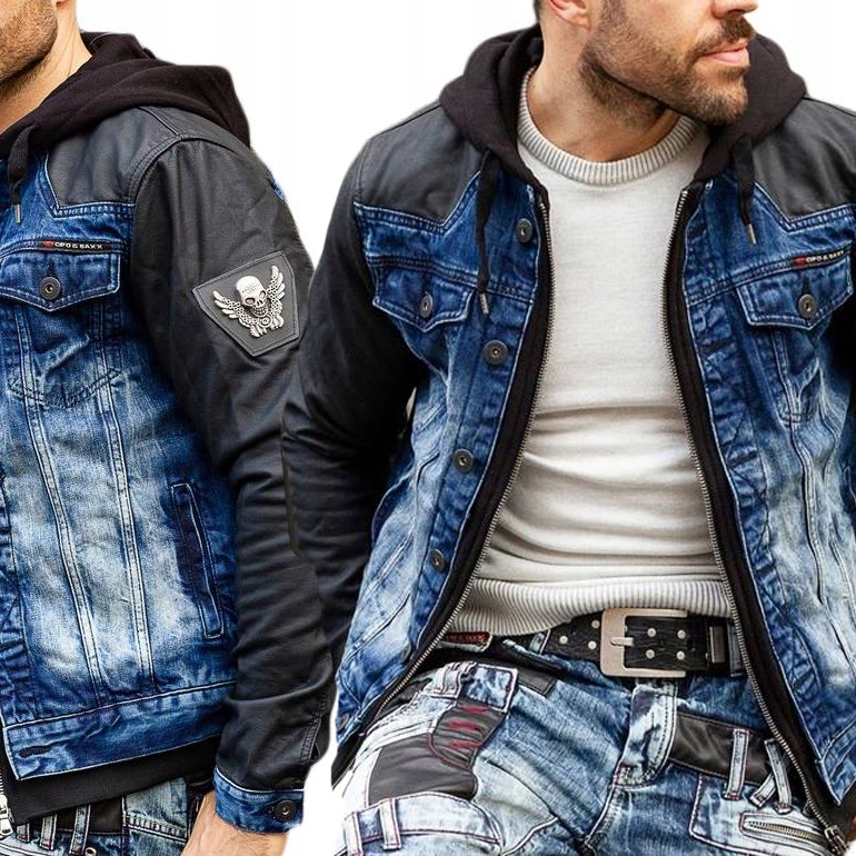Džínová bunda Cipo Baxx Mikina Jeans Kapuce Katana