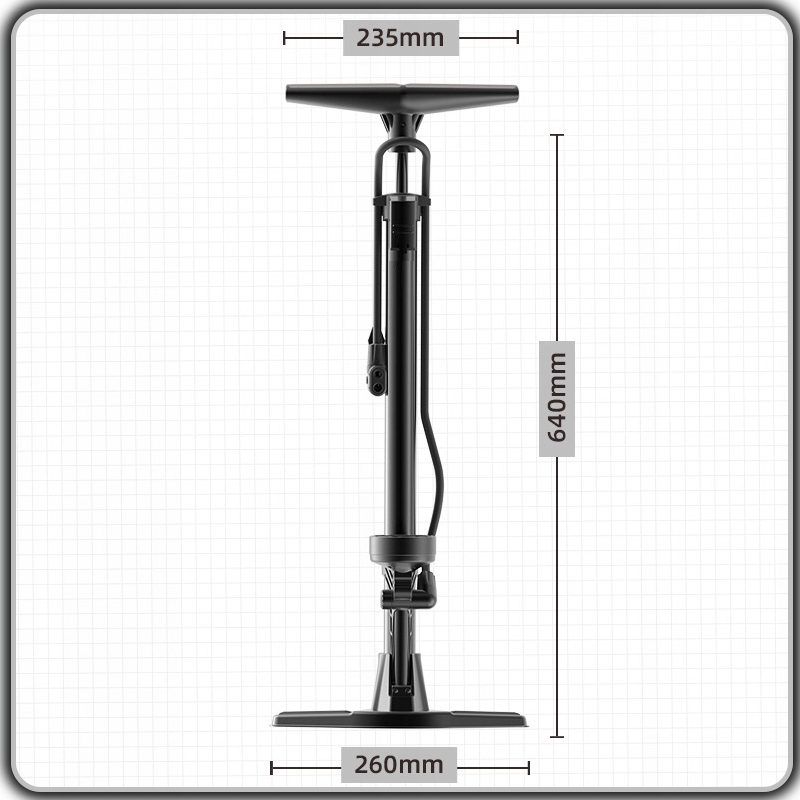 STACJONARNA POMPKA ROWEROWA DO ROWERU SAMOCHODOWA PODŁOGOWA Z MANOMETREM Długość 63 cm