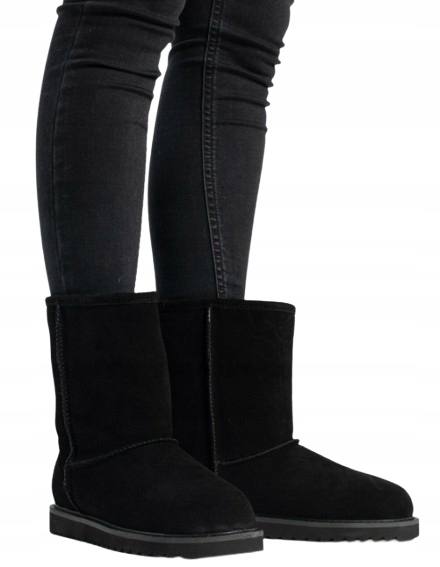 Gooce Černé Semišové Střední Vysoké Sněhule S Kožíškem 36 3DF