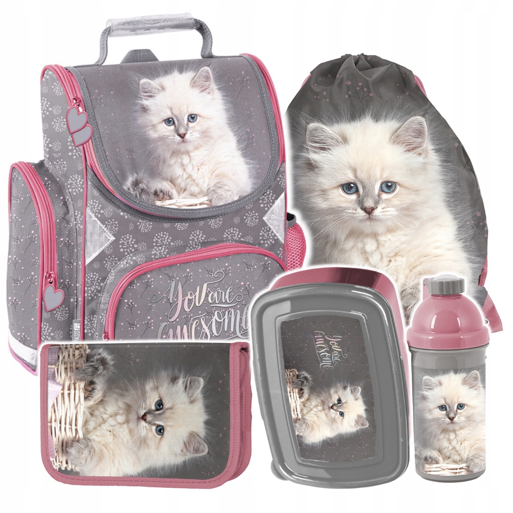 Tornister szkolny Paso Kot plecak klasa 1 2 3 dla dziewczynki