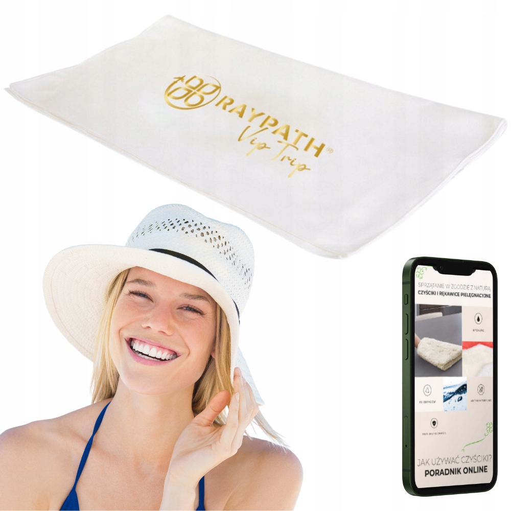 Raypath Veľký Plážový Uterák Tréningový Bazén S Nanosrebrom Biely VIPTrip