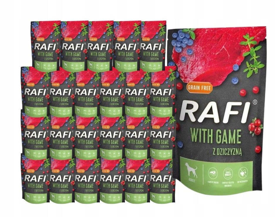 Levně Rafi vlhké krmivo pro psy se zvěřinou sáček 24x500g Dolina Noteci