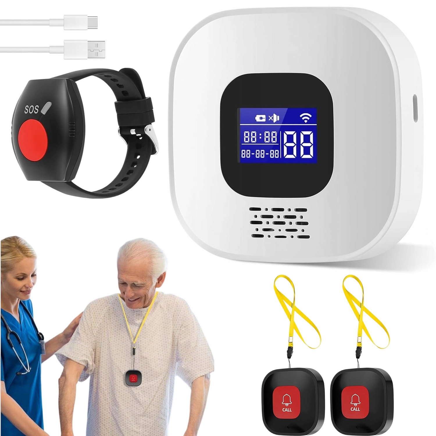 Alarm Siréna Smart Sada Omáček Pro Seniory 2 Tlačítka 16 Zvonků Péče